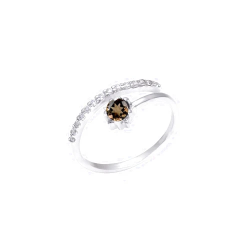 ELAMMO JEWELS Natural Smoky Quartz ring for Women, 925 Sterling silver smoky qartz and cubic zirconia ring, Handmade ring, Promise ring (smoky-quartz, 9)