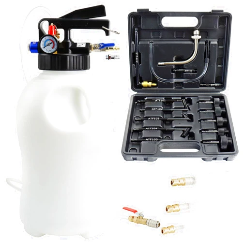 YSTOOL 10L Pneumatic Fluid Extractor Dispenser Set ATF Refill Tool Kit for Changing Oil in Engine Transmission Differential Transfer Case Gear Gearbox Power Steering Coolant with Pump, Black Case