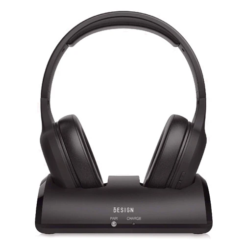 BESIGN BTH01 Wireless Headphones for TV Watching with Bluetooth Transmitter Charging Dock, Bluetooth TV Headsets, 100ft Range No Audio Delay, Digital Optical RCA AUX, Full Black