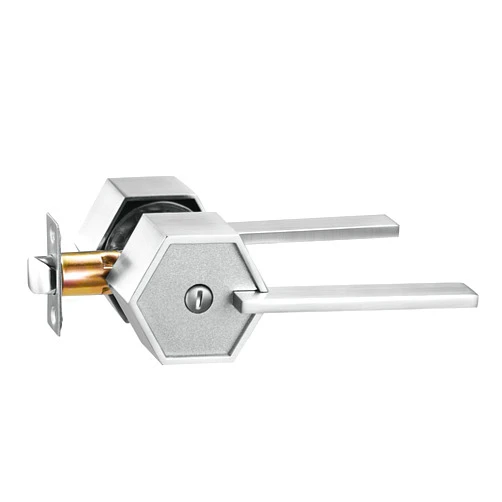 Berlin Modisch Zero Gravity Metro Series Privacy Lever Door Handle Easy to Open Locking Lever Set [for Bedroom or Bathroom] Reversible Heavy Duty – Satin Nickel Finish