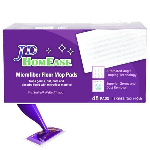 JD HOMEASE Microfiber Floor Cleaner Spray Mop Pads, 48 Count, for Swiffer WetJet, All Purpose Multi Surface, Hardwood, Spray Mop Pad Refill