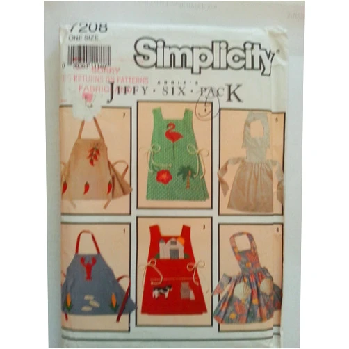 Simplicity 7208 Abbie's Jiffy Six Pack of Aprons One Size