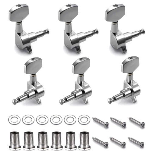 TIMESETL 6 Pieces Guitar Machine Heads Knobs Guitar String Tuning Pegs Machine Head Tuners for Electric or Acoustic Guitar (3 Left + 3 Right)
