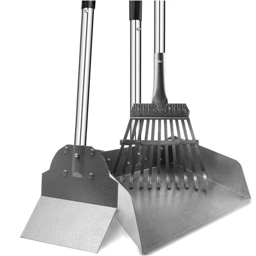 Snagle Paw Dog Pooper Scooper for Large Dogs, 3 Pack Adjustable Long Handle Metal Tray, Rake and Spade Poop Scoop with Bin for Pet Waste Removal, No Bending Clean Up for Medium and Large Dogs
