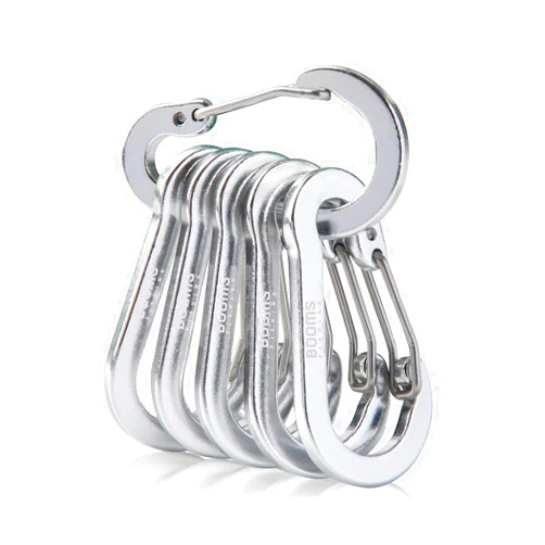 Booms Fishing CC1 Multi-Use Carabiner Clip, 6 Pack Small Caribeener Clips, Mini Keychain Caribeaner Clip 2 inch, Aluminum D Ring Carabiners, Multi-colored