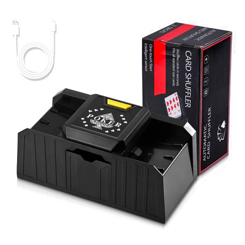 FEIERYA Quiet Automatic Card Shuffler 2 Deck,Battery Operated/USB Electric UNO Poker Shuffler,Playing Card Shuffler for Home Card Game,Travel
