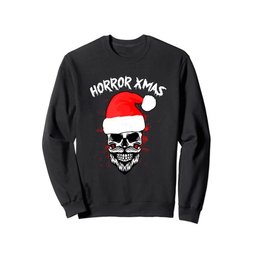 Christmas Gifts For Women Men Kids Skeleton Pajama Horror X-Mas Christmas Pajama Cool Skeleton Skull Santa Hat Sweatshirt