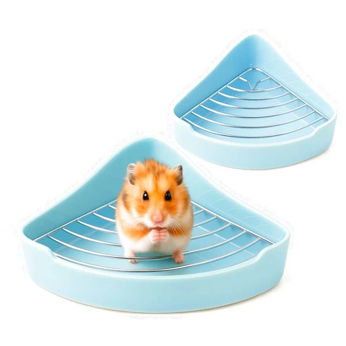 Eccliy Ceramic Corner Litter Box for Small Pets, Tip-Proof, Chew-Resistant, Triangle Potty Trainer Pet Pan for Ferret, Guinea Pig, Rat, Bunny, Chinchilla, Hedgehog, Sugar Glider, Hamster(Sky Blue)