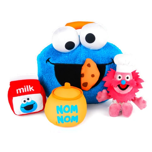 GUND Sesame Street Official Cookie Monster & Gonger Playset, Premium Plush Sensory Toys Playset for Ages 1 & Up, Blue, 8”