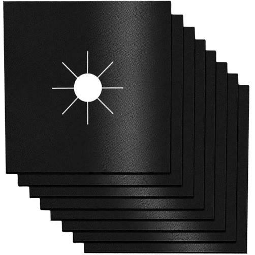 Vaxaape Stove Burner Covers,0.3 MM Double Thickness,8 Pack,Gas Stove Burner Liners,Non-stick Reusable Gas Range Stove Top Covers for Kitchen,Cuttable,Easy to Clean,Black,Size 10.6” x 10.6”