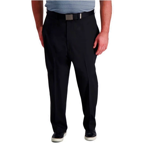 Haggar Men's Cool Right Performance Flex Solid Classic Fit Flat Front Pant (Regular and Big & Tall Sizes)