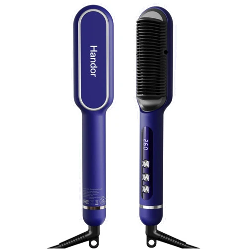 Handor Advanced Negative Ionic Hair Straightener Brush with 9 Temp Settings LED Display - Effortless Styling for Silky Smooth, Frizz-Free Hair