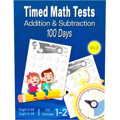 Eric Guillen 100 Days Timed Math Tests Vol.3: Double Digit Addition & Subtraction Math Practice Problems for Grades 1-2