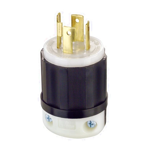 Leviton 2711 30 Amp, 125/250 Volt, NEMA L14-30P, 3P, 4W, Locking Plug, Industrial Grade, Grounding - Black-White