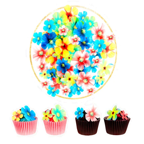 Tucnoeu 70pcs Edible Flowers Cake Decorations Flower Cupcake Toppers Birthday Cake Toppers for Wedding Birthday Baby Shower Party Supplies Mixed Colour