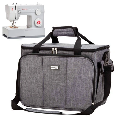 HOMEST Sewing Machine Carrying Case with Multiple Storage Pockets, Universal Tote Bag with Shoulder Strap Compatible with Most Standard Singer, Brother, Janome, Grey (Patent Design)