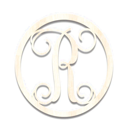 Back40Life - Precision Cut Vines Circle Wood Monogram Letter - 13-inch Unfinished R