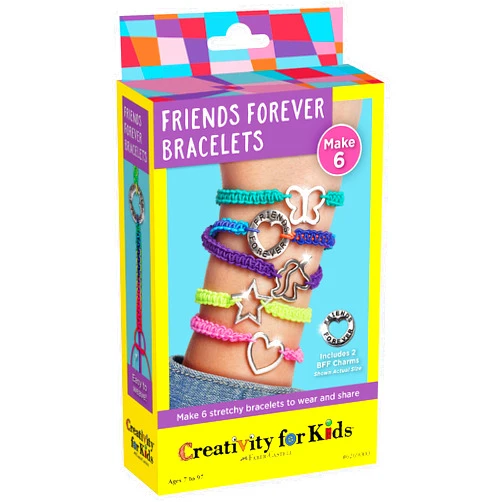 Creativity for Kids Friends Forever Bracelet Craft Kit - Create DIY 6 Friendship Charm Bracelets - Complete Kids Jewelry Kit