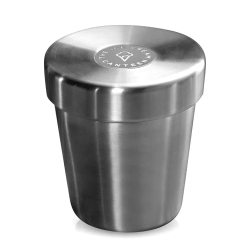 The Ice Cream Canteen Vacuum Insulated Ice Cream Pint Cooler Keeps Frozen for hours enjoy ice cream anywhere (Stainless Steel)