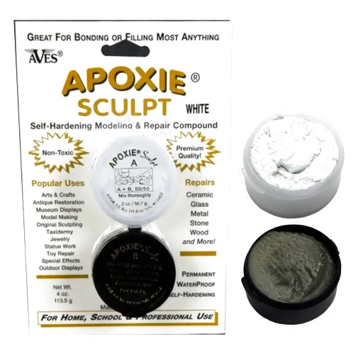 Aves Apoxie Sculpt - 2 Part Modeling Compound (A & B) - 1/4 Pound, Apoxie Sculpt for Sculpting, Modeling, Filling, Repairing, Easy to Use and Durable White/Stone White