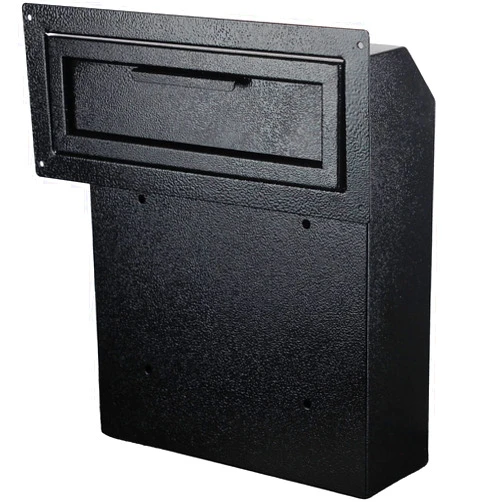 POCHAR Through The Door Mail Drop Box - 1.2mm Steel Payment Dropbox - Door Mount Theft Proof Mailbox - Locking Deposit Drop Box for Night Key, Deposit, Cash, and Rent (Black)