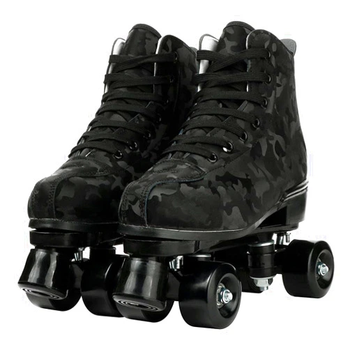 Risup Roller Skates for Women and Men Cowhide High-Top Shoes Classic Double-Row Roller Skates Four-Wheel Roller Skates for Men Girls Unisex Christmas