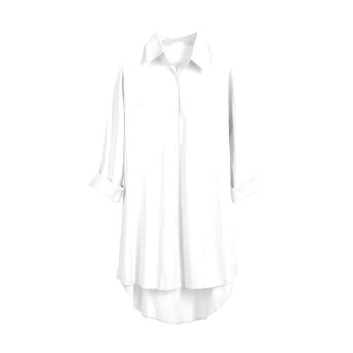 Bianstore Women's Oversized Linen Shirts Blouses Tops Long Sleeve High Low Button Up Shirts