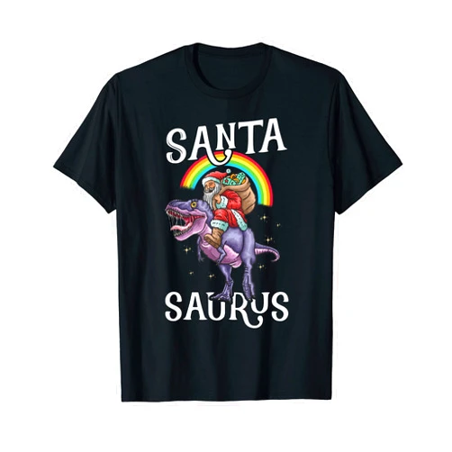 Christmas Santa Rainbow friends Saurus Dinosaur Merry Christmas Santa Rainbow friends Saurus Dinosaur Funny T-Shirt