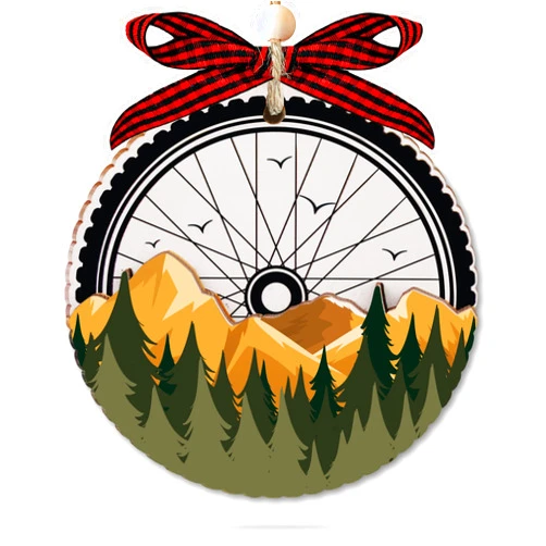 TOKAYEN Mountain Bike Ornament - 2 Layer Bicycle Christmas Ornament - Biker Gifts for Men, Women - Gifts for Bikers - Gift for Cyclist - Mountain Bike Gift for Men - Biking Ornament for Christmas Tree