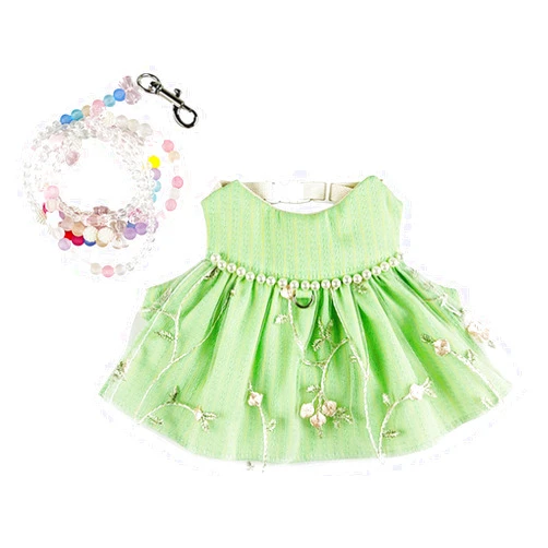 Kcjuoam Rabbit Clothes Harness,Guinea Pig Clothes Pearl Embroidered Gauze Skirt with Pet Harness and Leash for Kitten Small Animal Collars