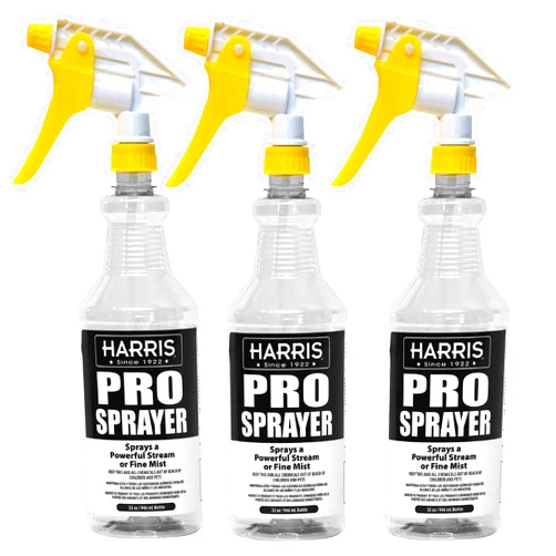 HARRIS FAMOUS ROACH TABLETS HARRIS Professional Spray Bottle 32oz (3-Pack), All-Purpose for Cleaning and Plants with Clear Finish, Pressurized Sprayer, Adjustable Nozzle and Measurements