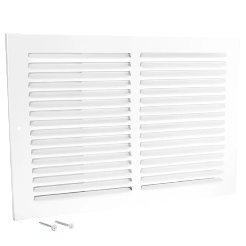 EZ-FLO 14 x 6 Inch (Duct Opening) Return Air Vent Cover for Wall or Ceiling, Solid Steel Return Air Grille, HVAC Vent Cover, White, 61628