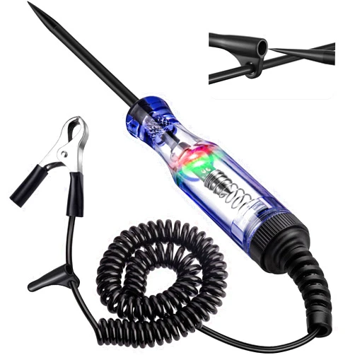 WINAMOO Test Light Automotive, 6V-12V-24V Circuit Tester with Dual Color Polarity Indicator Light for Continuity Voltage Fuse Tester, Car Electrical Test Pen with Stainless Probe for Sedan, SUV, RV, Truck