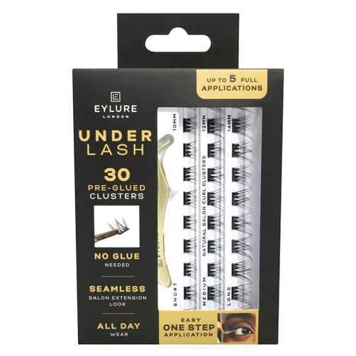 Eylure Underlash Press On Pre-Glued Lash Clusters, 30 Count (Includes Applicator, No Glue Needed, Up to 5 Applications)