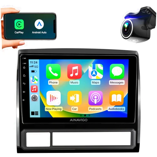 AINAVIGO 9 inch Car Radio Stereo for Toyota Tacoma 2005-2015 with Android12/5G WiFi/Wireless Apple CarPlay/Android Auto/Touch Screen/GPS Navigation/Bluetooth/FM/RDS Radio/HD Backup Camera