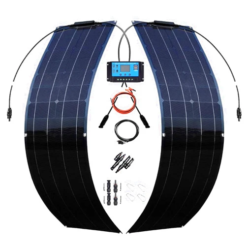 Cplsntaeam 400W Solar Panel Flexible Solar Panel 2×300 Watt Monocrystalline Solar Panels with 40A Controller, High Efficiency Solar Module for Home RV Camping Off-Grid Boat
