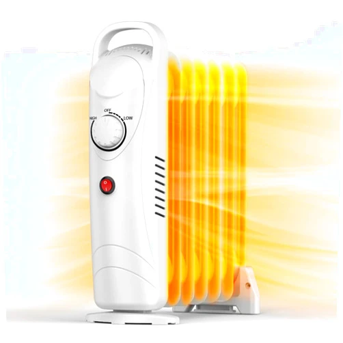 Air Choice Oil Heater, 700W Oil Filled Radiator Heater with Adjustable Thermostat, Electric Heater Heat Up 120 Sq.Ft Quickly, Automatic Power-off and Durable Portable Space Heater for Home, Office