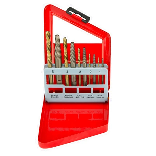 NEIKO 01925A Screw-Extractor And Left-Hand Drill-Bit Set, HSS M2 Steel Drill Bits, Alloy Spiral Flutes, Reverse Drill-Bit And Bolt Extractor, Easily Remove Stripped Screws And Broken Bolts, 10 Pieces