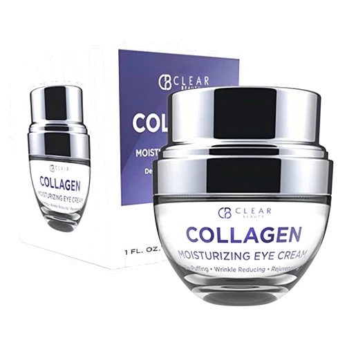Clear Beauty Korean Collagen Eye Cream - For Dark Circles and Puffiness, Moisturizing & Anti-Aging Under Eye Cream - Cruelty Free Korean Skin Care For All Skin Types - 1.01 OZ