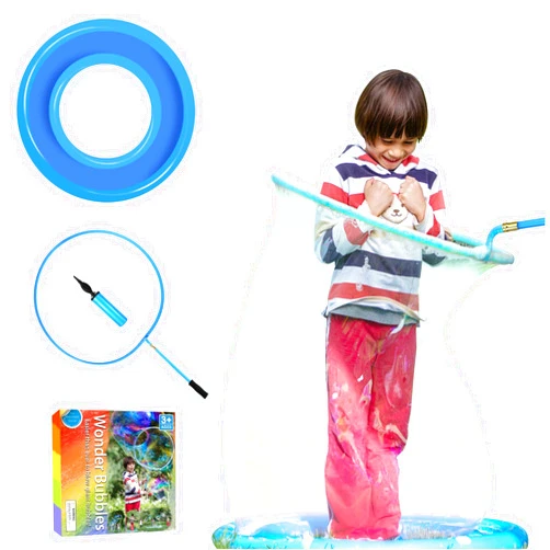 UgyDuky Kid in A Bubble Toy Giant Bubble Wand, Big Bubbles Maker Toy for Kids and Adults, Bubbles Hoop with Inflatable Dipping Pool Tray, Fun Outdoor Toys Playtime Activity Summer Toy, Bubble Show Party Game