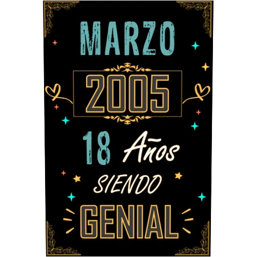 Notas de Marzo publishing CUADERNO, MARZO 2005 18 AÑOS SIENDO GENIAL: Regalo de 18 cumpleaños para mujeres y hombres, ideas de 18 cumpleaños... un cumpleaños... divertido, ... 18 cumpleaños para él/ella. (Spanish Edition)