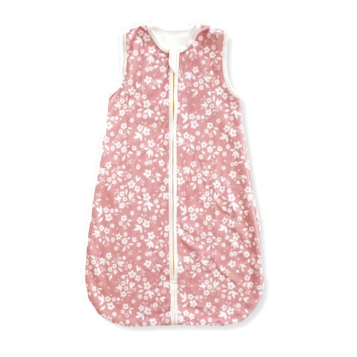 Minky Couture- Sleep Sack Warmy Minky Baby Wearable Blanket | Zipup SleepBlanket for Comfy Breathable Safe Sleeping | Dainty Floral Pink 12-24M