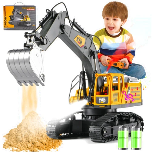 Digabi Remote Control Excavator Toys for Boys- Construction Toy Engineering Digger Truck, Excavator Toys for Boys 5 6 7 8 Year Old Educational Toys Kids Christmas Birthday Gift …