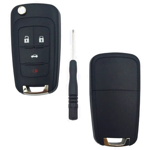HERKIOCIO Flip Folding Remote Car Key Fob Cover Case fit for Buick Allure Encore Lacrosse Regal Verano/Chevy Camaro Cruze Equinox Impala Malibu Sonic/GMC Terrain Keyless Entry Key Fob Shell (4 Buttons-A)