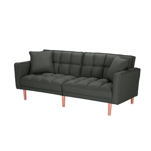 Lambgier Futon Sofa Bed, Mid-Century Modern Convertible Couch Sleeper for Living Room (Dark Grey)