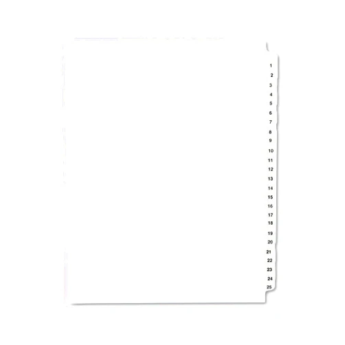 Avery 01330 Avery-Style Legal Exhibit Side Tab Divider, Title: 1-25, Letter, White