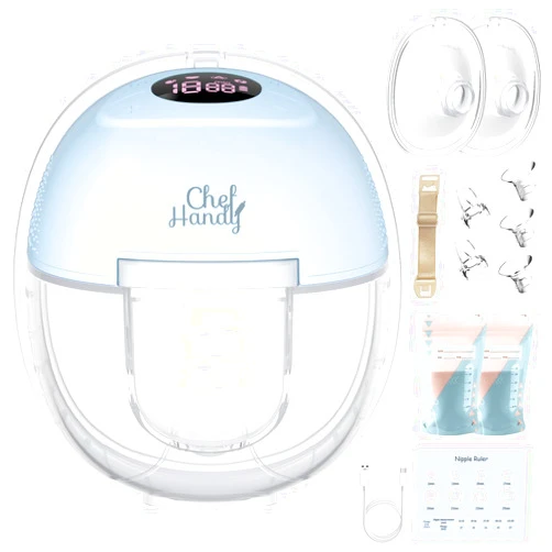 chefhandy Wearable Breast Pump, Hands-Off Breast Pump, Electric Breast Pump with 4 Mode & 15 Levels, 24mm & 27mm Soft Double-Sealed Flange, 1 Pack