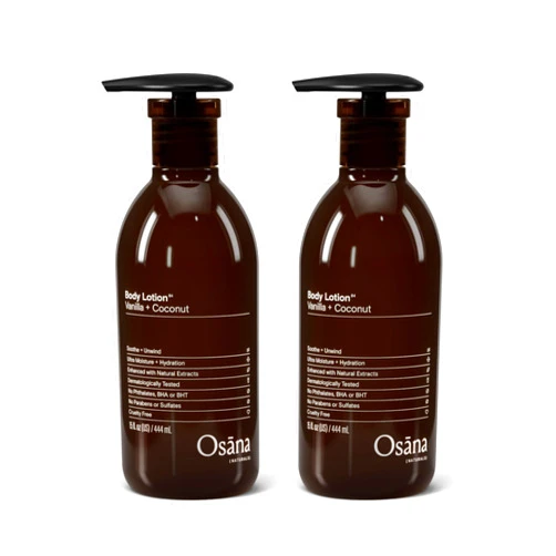 Osana Body Lotion Moisturizer for Dry Skin with Shea Butter & Coconut Oil- Vanilla & Coconut Scented - 15oz Dual Pack