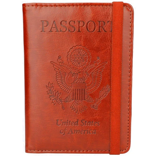GDTK RFID Blocking Leather Passport Holder Cover Case Travel Wallet Elastic Strap