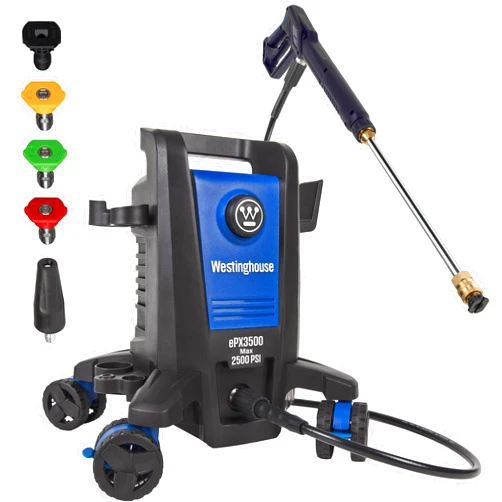 Westinghouse ePX3500 Electric Pressure Washer, 2500 Max PSI 1.76 Max GPM with Anti-Tipping Technology, Onboard Soap Tank, Pro-Style Steel Wand, 5-Nozzle Set, for Cars/Fences/Driveways/Home/Patios